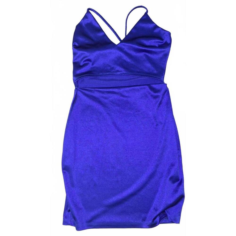 Elegant Royal Blue Satin Slip Dress with Spaghetti Straps